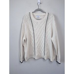 La Ligne x Target Cable Knit Sweater Women's 2X Cream Cotton Blend Cozy Preppy